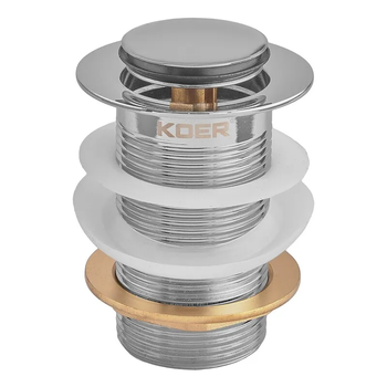 Донный клапан для раковины Koer PW-10-01 1 1/4'' без перелива автоматический СLICK-СLACK (Цвет хром) (KR5797)