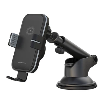 Держатель телефона автомобильный XO с беспроводной зарядкой WX027 15W Wireless Charger+Car Holder черный XO-WX027
