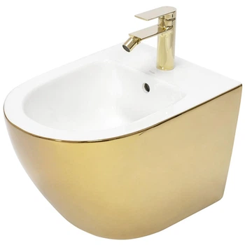 Подвесное биде REA CARLO MINI GOLD WHITE