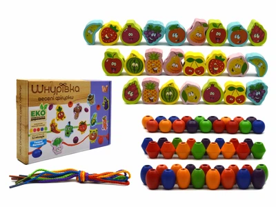 Шнуровка WToys деревянная бусинки фрукты 63732F