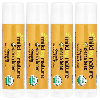 Mild By Nature, Sierra Bees™, органічні бальзами для губ, мед, набір із 4 шт. по 4,25 г