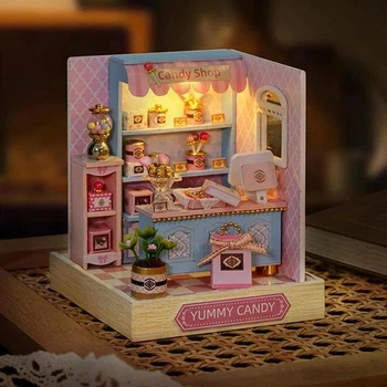 Конструктор 3D Румбокс Yummy Candy (Смачні цукерки) з LED-підсвіткою та пилозахисним ковпаком