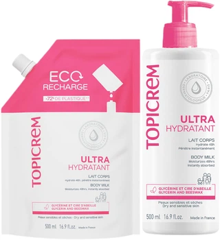 Набір Topicrem Um Body Молочко для тіла 500 мл + Змінний блок 500 мл (3700281705607)