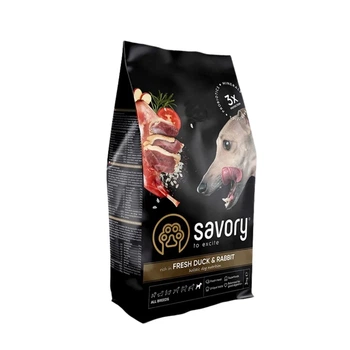 Сухий корм Savory зі свіжою качкою та кроликом для дорослих собак усіх порід, 3 кг