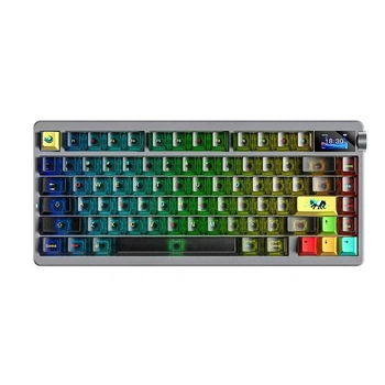 Механічна бездротова (Bluetooth + 2,4G) клавіатура з HOT SWAP Aula NOVA75, 1.14" Screen, 10000mAh, RGB , УКР/АНГЛ Чорна/Black Frosted Translucent (NOVA75BFT)
