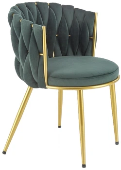 Стілець для кухні та вітальні Halmar K517 зі золотим каркасом Темно-зелений (5905248126350)
