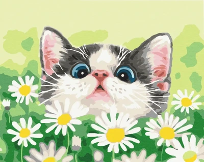 Картина за номерами Котик в ромашках Brushme 40x50 (BS51569)