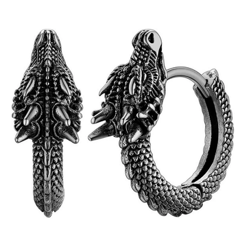 Серьги-кольца Dragon для мужчин и женщин 18*2 мм [E4138] HUITAN Тёмно-Серый