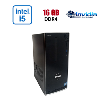 Игровой ПК Dell Inspirion 3668 Tower / Intel Core i5-7400 (4 ядра по 3.0 - 3.5 GHz) / 16 GB DDR4 / 512 GB SSD / nVidia Quadro P2200, 5 GB GDDR5X, 160-bit / Wi-Fi+Bluetooth / DVD / Win 10 Home Lic б/у