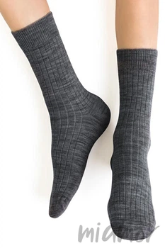 Шкарпетки дитячі в рубчик із мериносової вовни STEVEN 130 Merino Wool Kids 26-28 Графіт