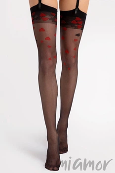 Панчохи під пояс із принтом Серечки Fiore ALICE 20 den 4 Nero/Red