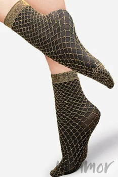 Носочки в сетку с люрексом Lores Dorado 60Den One Size Nero/Oro