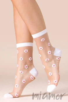 Носки прозрачные с цветочками Gabriella Daisy 39-41 Бело-розовые