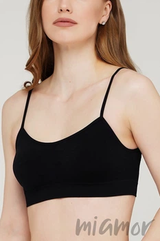 Бесшовный топ на тонких бретелях Giulia Cami top Nero L/XL Черный