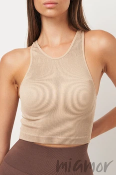 Топ безшовний в рубчик GIULIA Halter Top Rib NATURALE L/XL Бежевий