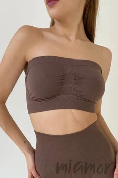 Топ-бандо без бретелей бесшовный Giulia Bandeau DEEP TAUPE S/M Тауп