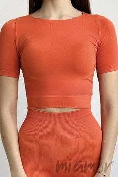 Топ безшовний з короткими рукавами Giulia Crop T-Shirt CORAL ROSE S/M Помаранчевий