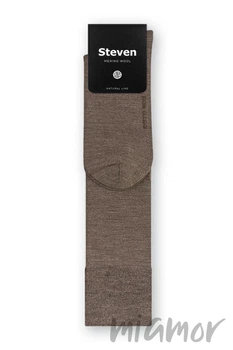 Мужские высокие носки (гольфы) с шерстью мериноса Steven 008 Merino Wool 44-46 Темно-бежевые