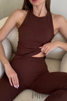 Майка-борцовка в рубчик InSecret Canota Ribbed Sport Black Coffee S/M Темно-коричнева