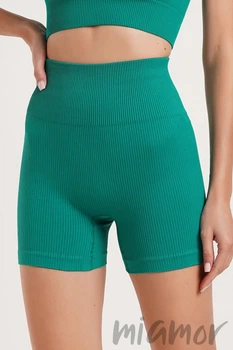 Шорти короткі в рубчик з ефектом пуш-ап GIULIA SHORTS RIB SHAPE EMERALD S/M Бірюзові