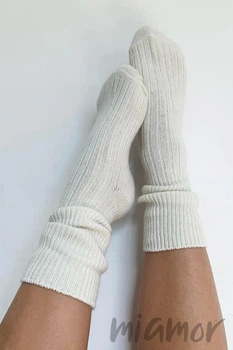 Шкарпетки теплі вовняні в рубчик Lambswool 8011 35-40 Молочні
