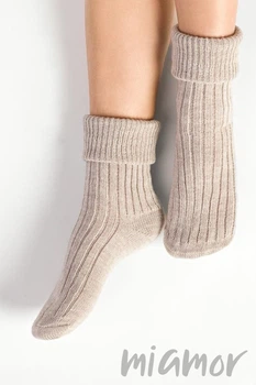 Шкарпетки теплі з вовною Steven 067 Sleeping Socks 35-37 Бежеві