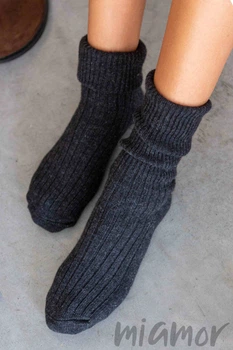 Носки теплые шерстяные в рубчик Lambswool 8011 35-40 Темно-серые