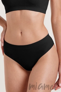 Трусики бесшовные в рубчик GIULIA Brasilian briefs RIB NERO S/M Черные