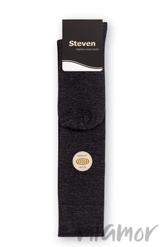 Чоловічі високі шкарпетки з вовною мериноса Steven 008 Merino Wool 44-46 Темно-сірі