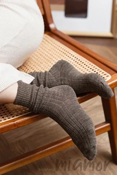 Носки теплые шерстяные в рубчик Lambswool 8011 35-40 Темно-бежевые