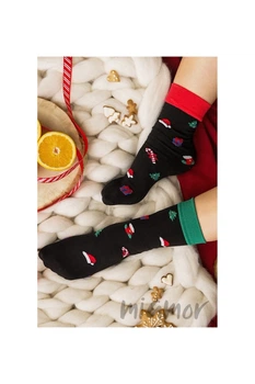 Носочки женские с новогодним принтом Gabriella Christmas One Size Черные