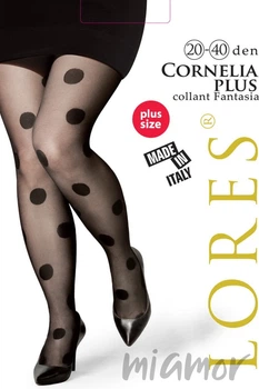 Колготы большого размера в горох LORES CORNELLA PLUS 20/40 5/6 Nero