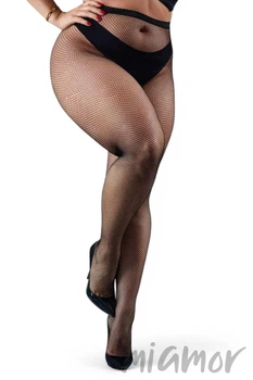 Колготки большого размера в мелкую сетку Lores Cabaret PLUS 7/8 Nero