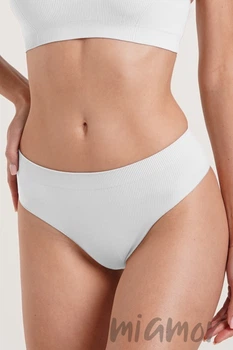 Трусики бесшовные в рубчик GIULIA Brasilian briefs RIB Bianco L/XL Белые