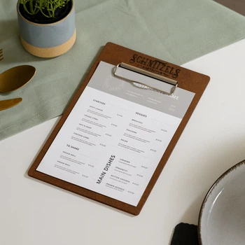 Планшет для меню Inko Horeca с зажимом П08А5 Фанерный