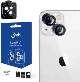 Szkło hartowane 3MK Lens Protection Pro na aparat iPhone 15 Pro Max z ramką montażową (5903108530057)