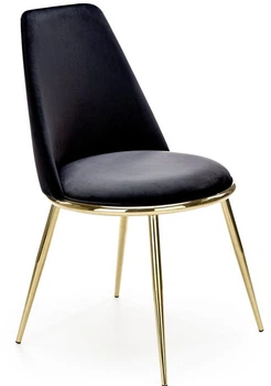 Стілець для кухні та вітальні Halmar K460 зі золотим каркасом Чорний (5905248125780)
