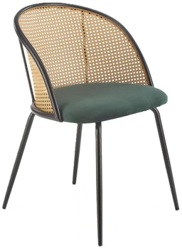 Стілець для кухні та вітальні Halmar K508 з ротангу Темно-зелений (5905248126176)
