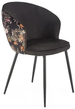 Стілець для кухні та вітальні Halmar K506 Чорний із візерунком (5905248126152)