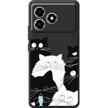 Силиконовый Черный Чехол с Картинкой для ZTE Blade A36 Принт (Кошки) (69808-ysb005)
