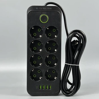 Удлинитель сетевой переноска 6м на 8 розеток + 4USB + 1Type-C UA Power F16 Черный 63255