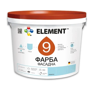 Краска фасадная для стен ELEMENT 9 (белая В1) 10л