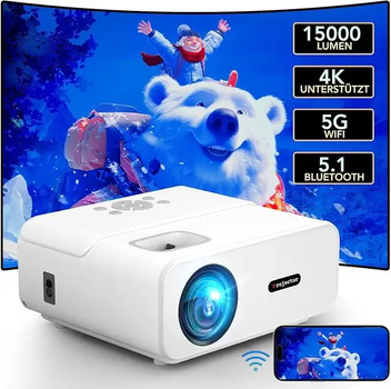 Мультимедийный проектор Movie Projector C12 Full HD 1080P Видеопроектор для домашнего кинотеатра 15000лм Белый