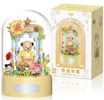 Музыкальный конструктор Yellow Cutie Серия Sweet Teddy Bear Мишка с воздушными шариками под куполом 359 деталей