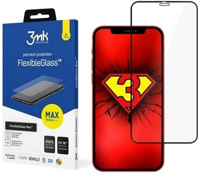 Szkło Hybrydowe z wzmocnionymi krawędziami 3MK FlexibleGlass dla Max iPhone 12 mini 5.4" Black (5903108292269)
