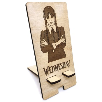 Дерев'яна підставка для телефону "Wednesday" (Венздей) №1 17.5х8.5 см