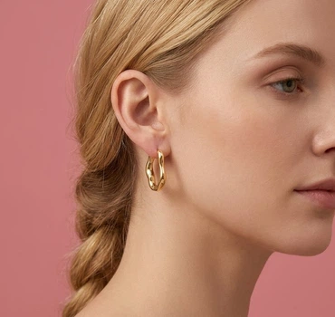 Сережки-кільця "Liquid Metal" з ефектом розплавленого металу Honey Fashion Accessories золотистий (120137)