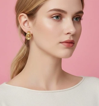 Сережки-вузли з фактурним плетінням "Aura Intertwined" Honey Fashion Accessories золотистий (120195)