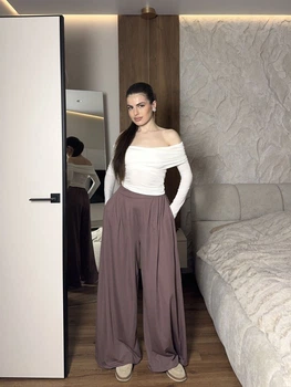 Жіночі брюки широкого крою Uaclothes 46-48 Капучино (like37152-175841350)