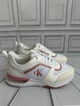 Женские белые кроссовки Calvin Klein с розовым лого размер 40